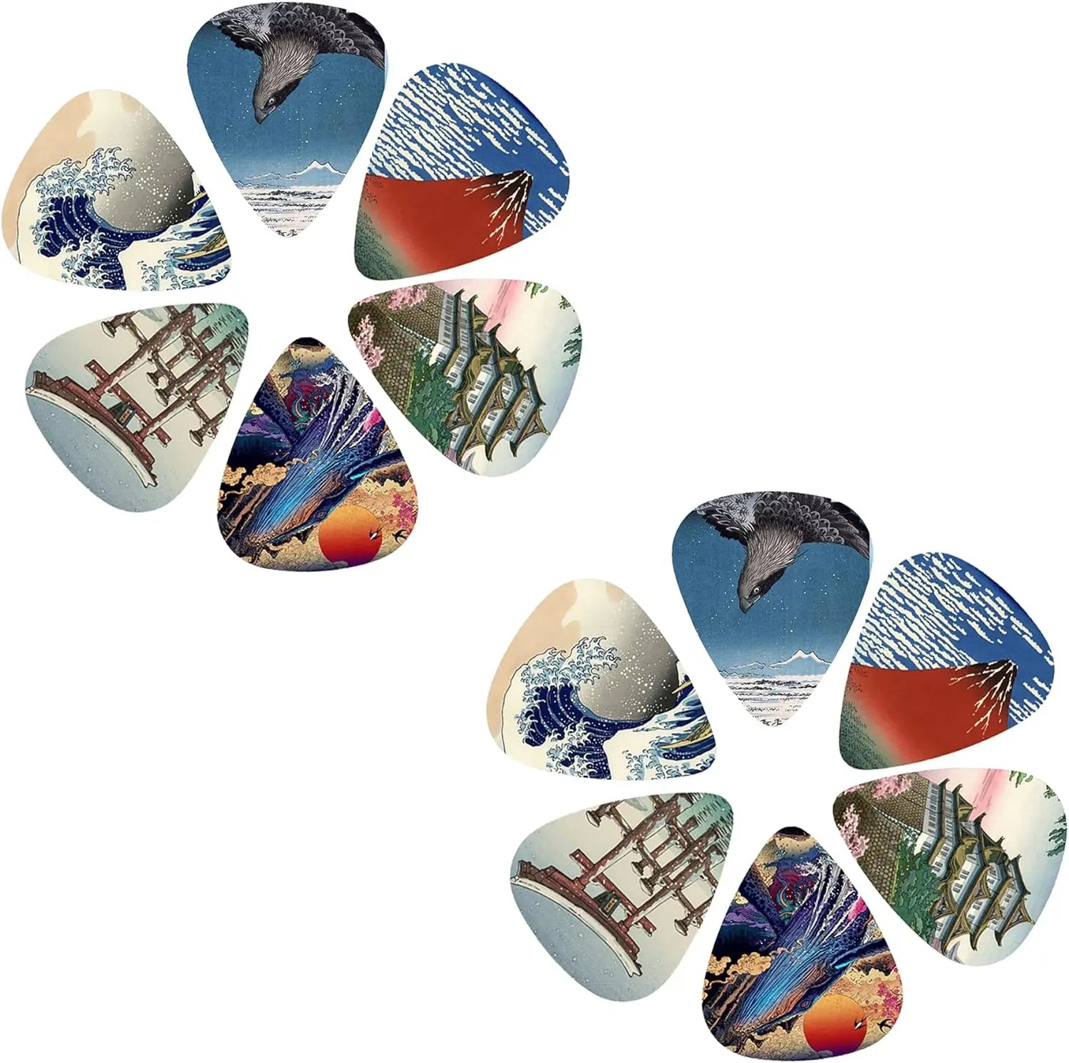 New 12pcs/set  Guitar Picks -  Japanese Culture Style Theme Painting