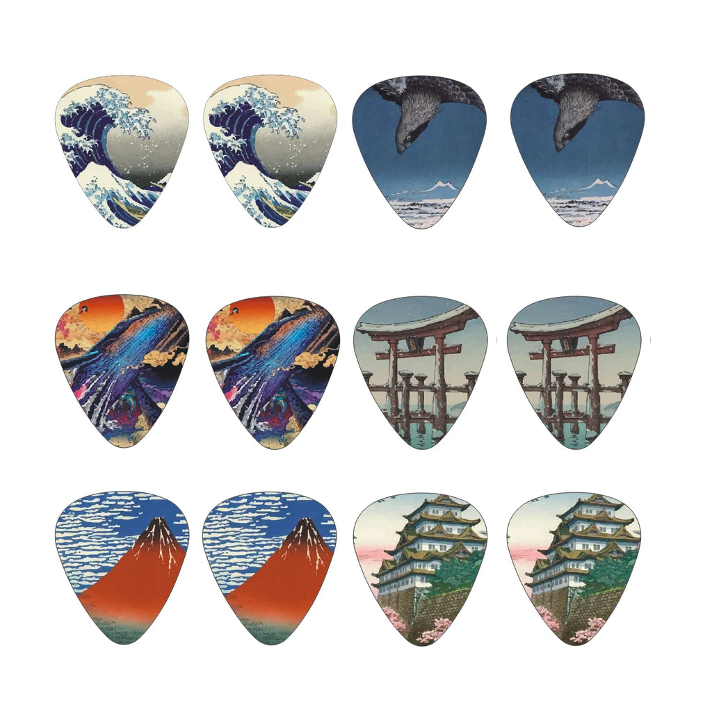 New 12pcs/set  Guitar Picks -  Japanese Culture Style Theme Painting