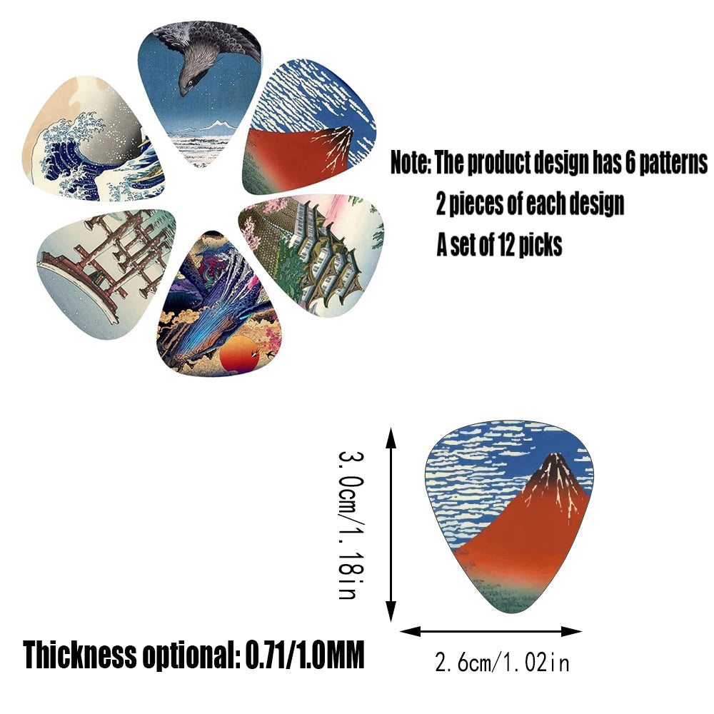 New 12pcs/set  Guitar Picks -  Japanese Culture Style Theme Painting