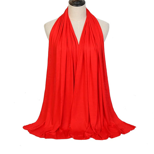 Modal Cotton Jersey Hijab Scarf Long Muslim Shawl Plain Soft Turban