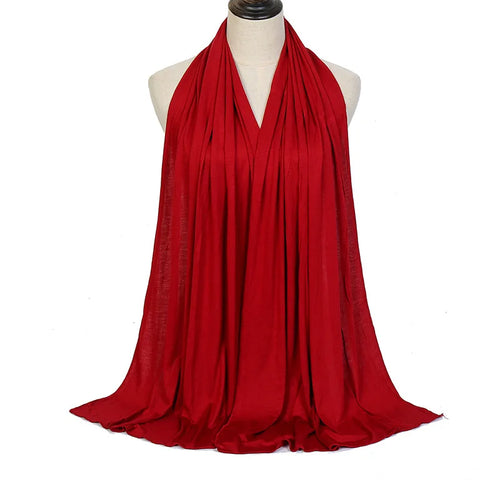 Modal Cotton Jersey Hijab Scarf Long Muslim Shawl Plain Soft Turban